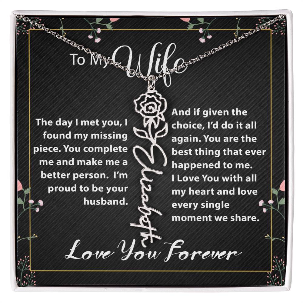 Custom Flower Name Necklace - Message Card Jewelry - Jewelry Inns