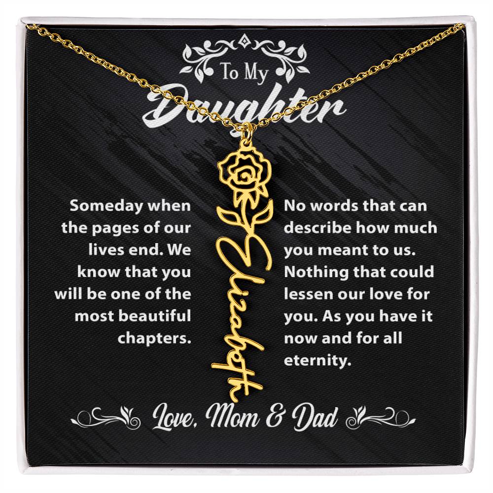 Flower Name Necklace To My Daughter Gift From Mom & Dad #e304 - Image 18