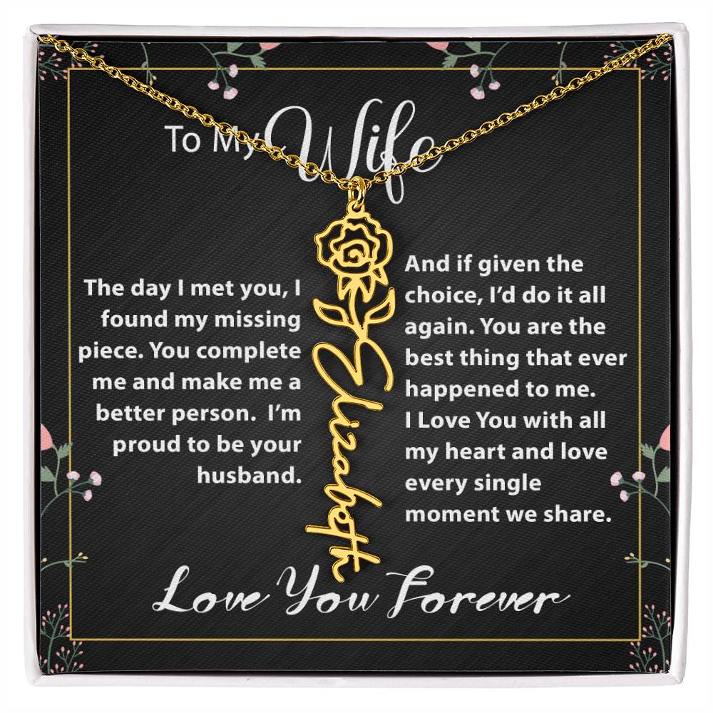 Custom Flower Name Necklace - Message Card Jewelry - Jewelry Inns