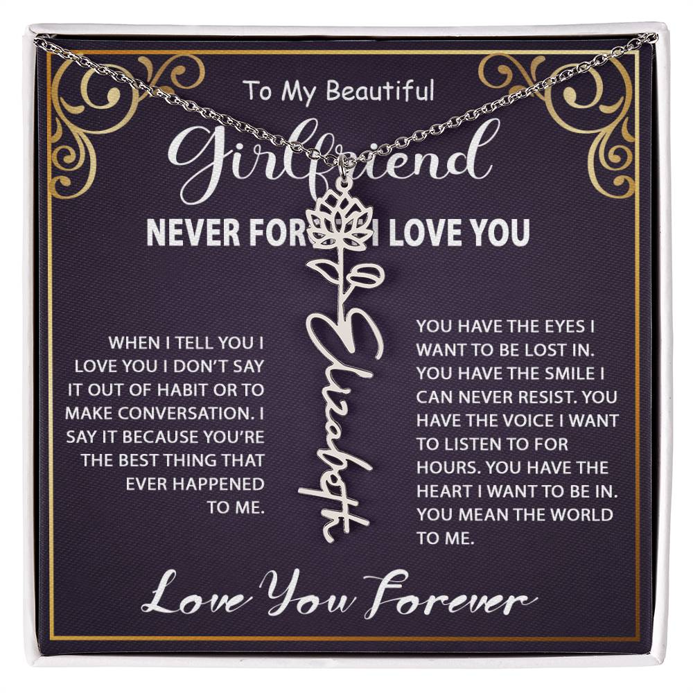 Personalized Name Necklace - Flower Name Necklace - Jewelry Inns