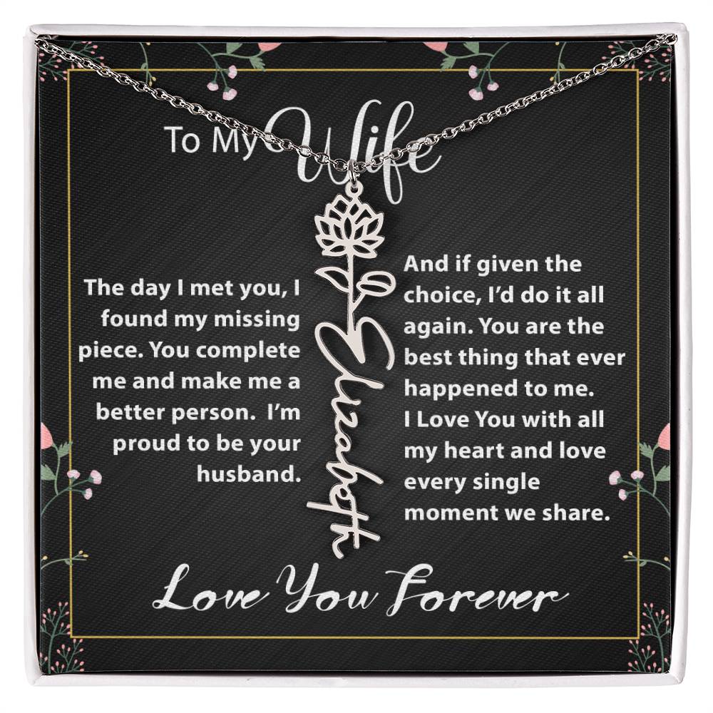 Custom Flower Name Necklace - Message Card Jewelry - Jewelry Inns