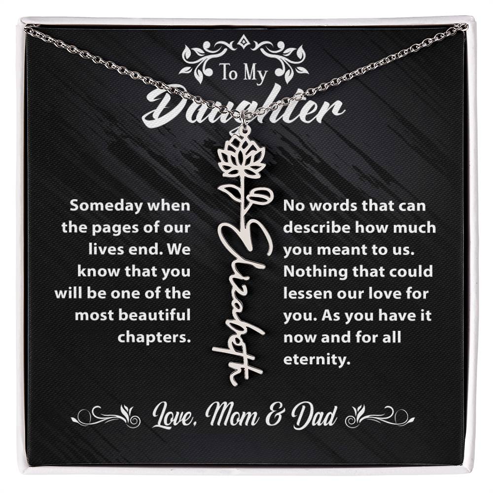 Flower Name Necklace To My Daughter Gift From Mom & Dad #e304 - Image 7