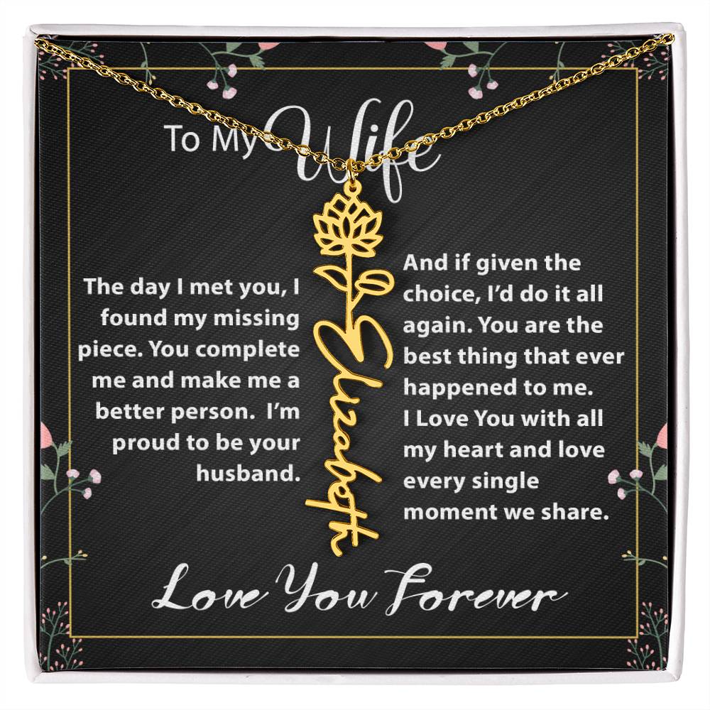 Custom Flower Name Necklace - Message Card Jewelry - Jewelry Inns