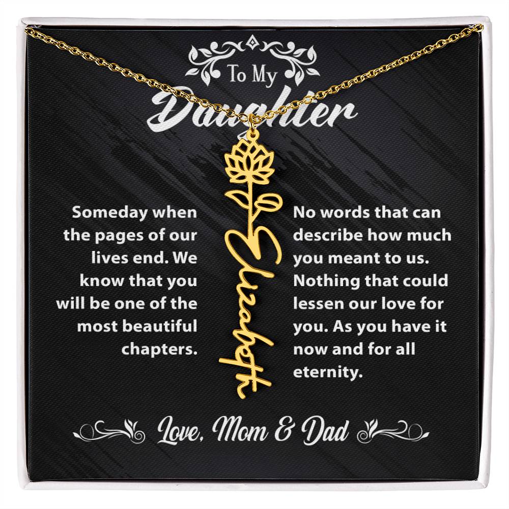 Flower Name Necklace To My Daughter Gift From Mom & Dad #e304 - Image 19