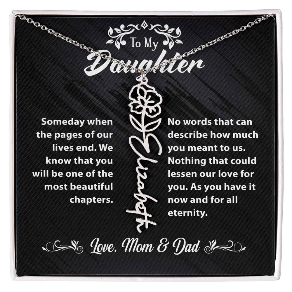 Flower Name Necklace To My Daughter Gift From Mom & Dad #e304 - Image 8