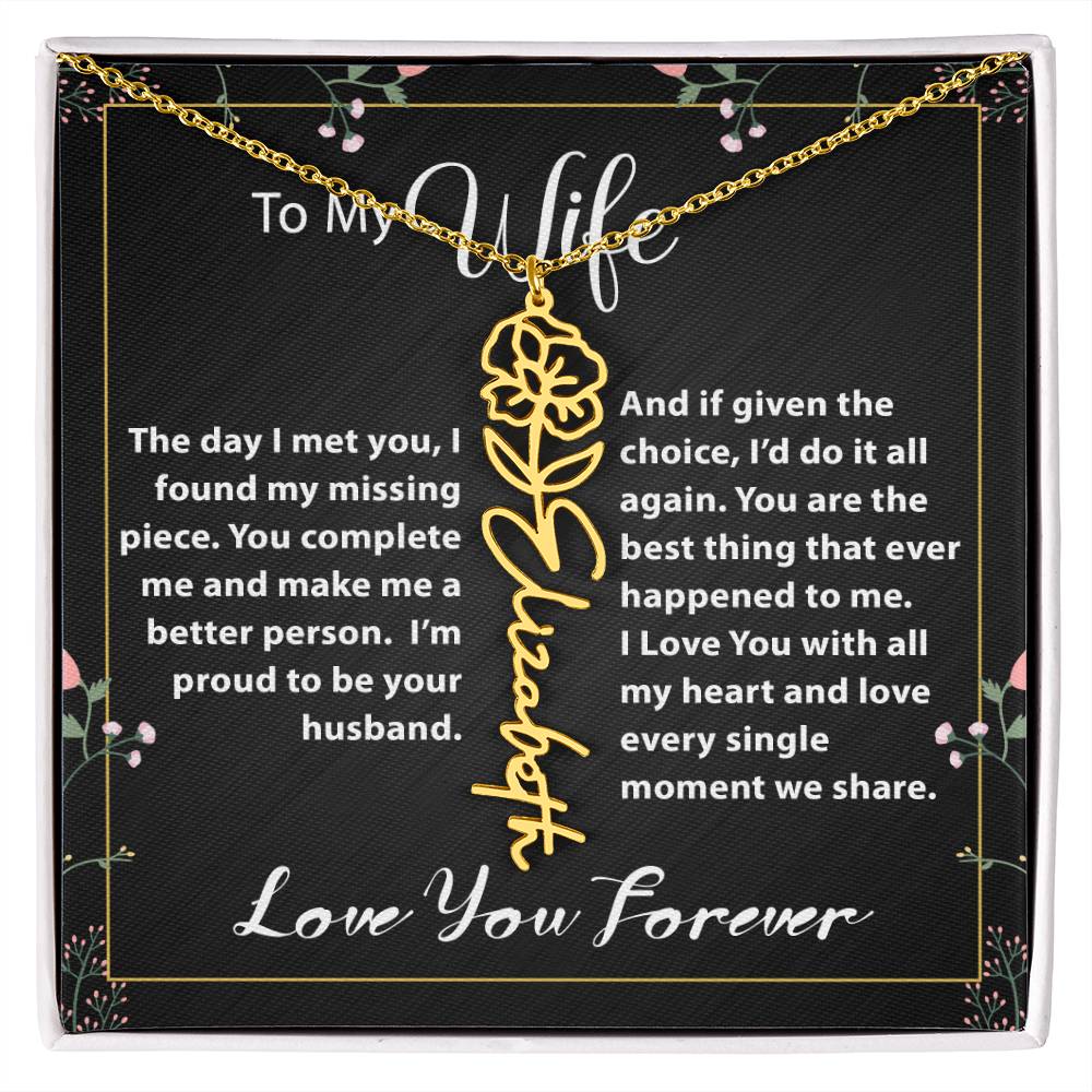 Custom Flower Name Necklace - Message Card Jewelry - Jewelry Inns