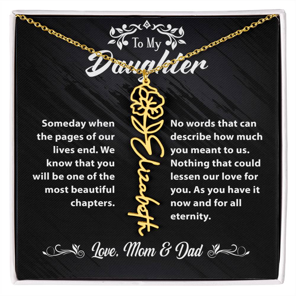 Flower Name Necklace To My Daughter Gift From Mom & Dad #e304 - Image 20