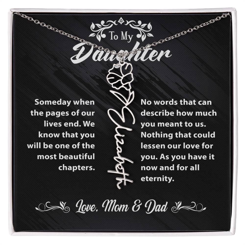 Flower Name Necklace To My Daughter Gift From Mom & Dad #e304 - Image 9