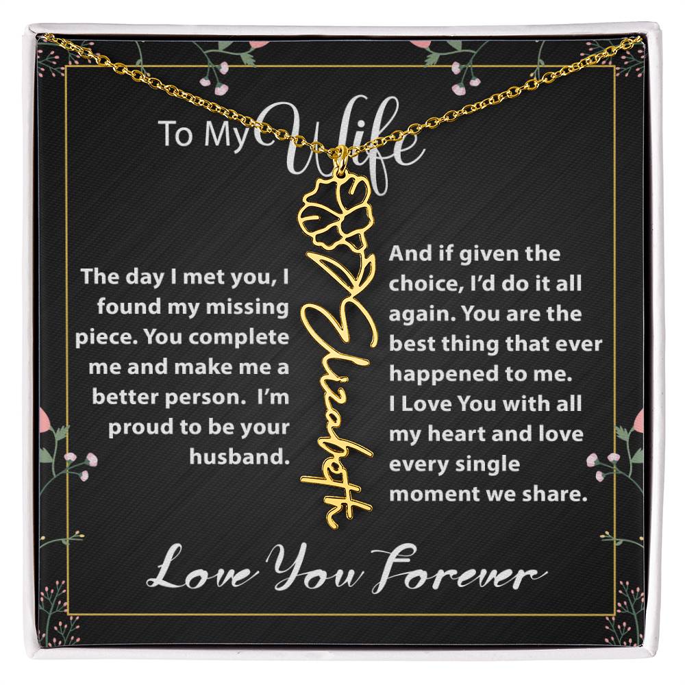 Custom Flower Name Necklace - Message Card Jewelry - Jewelry Inns