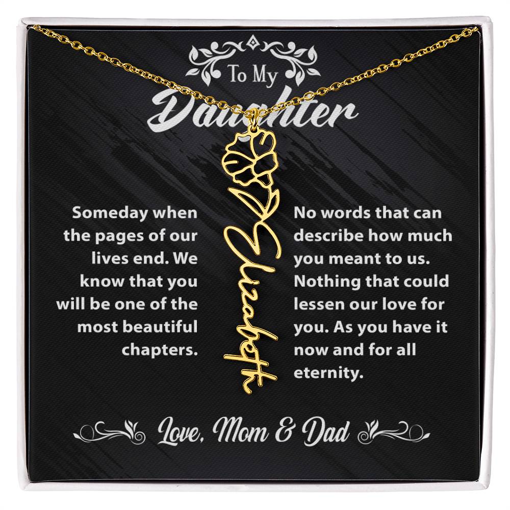 Flower Name Necklace To My Daughter Gift From Mom & Dad #e304 - Image 21