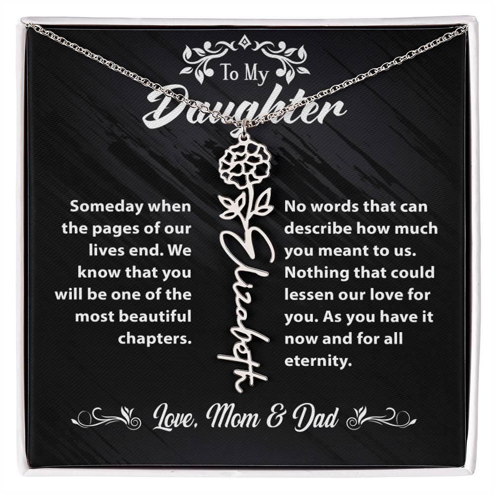 Flower Name Necklace To My Daughter Gift From Mom & Dad #e304 - Image 10