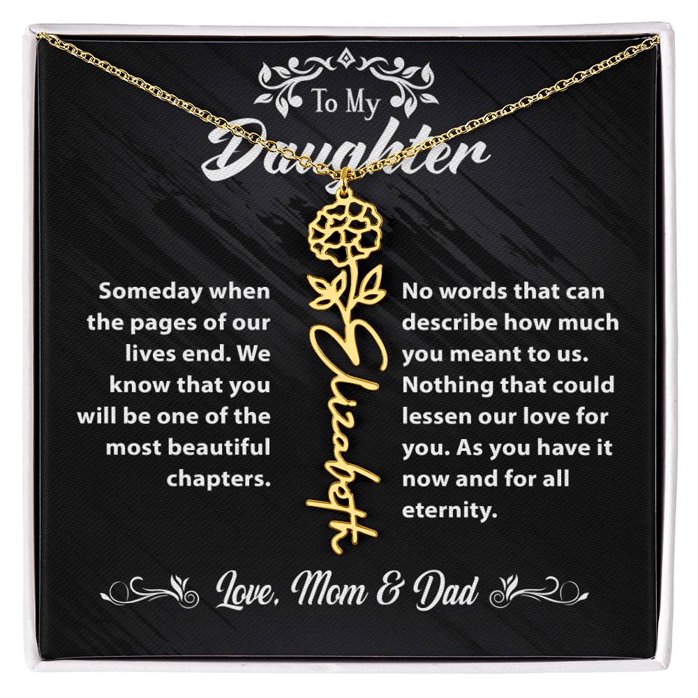 Flower Name Necklace To My Daughter Gift From Mom & Dad #e304 - Image 22