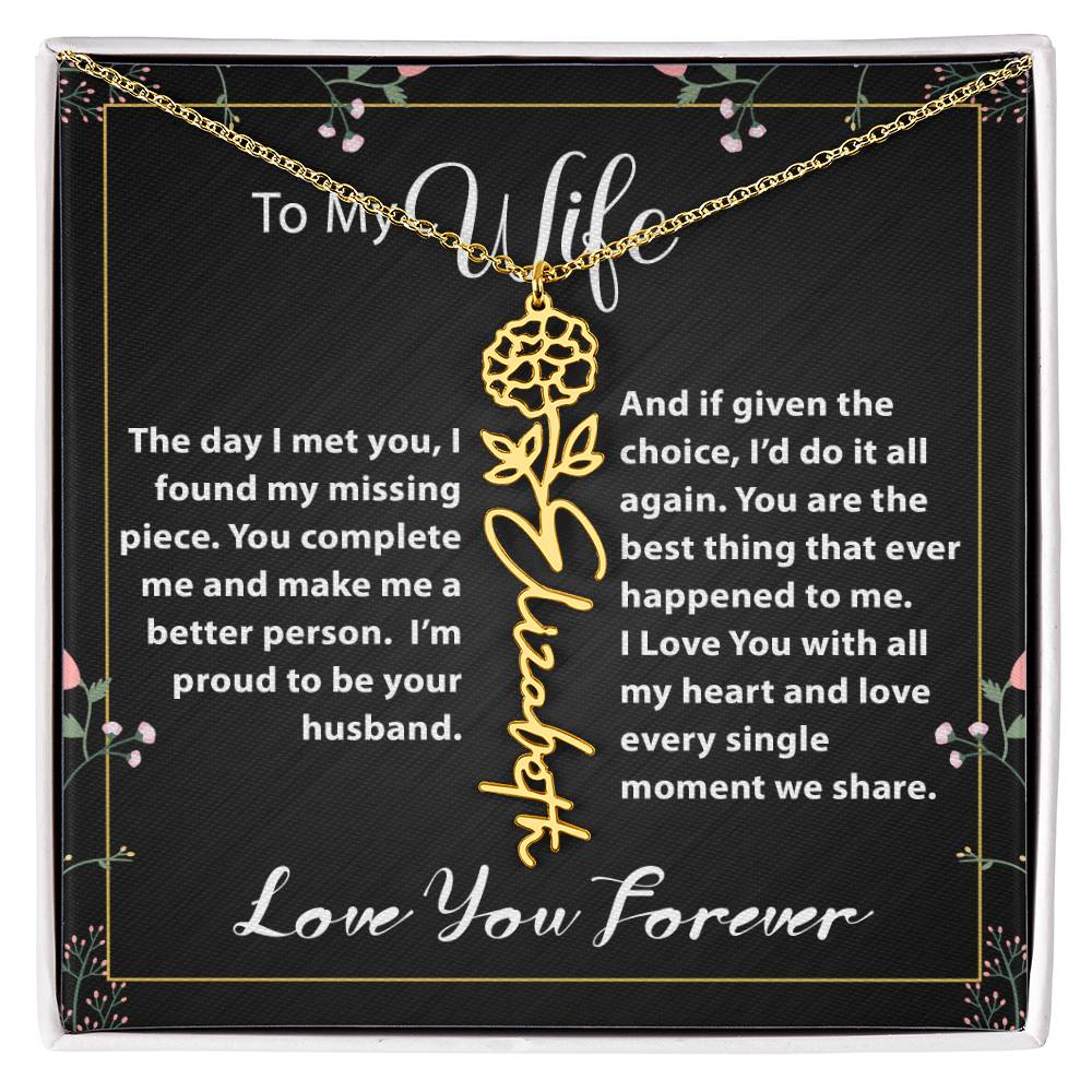 Custom Flower Name Necklace - Message Card Jewelry - Jewelry Inns