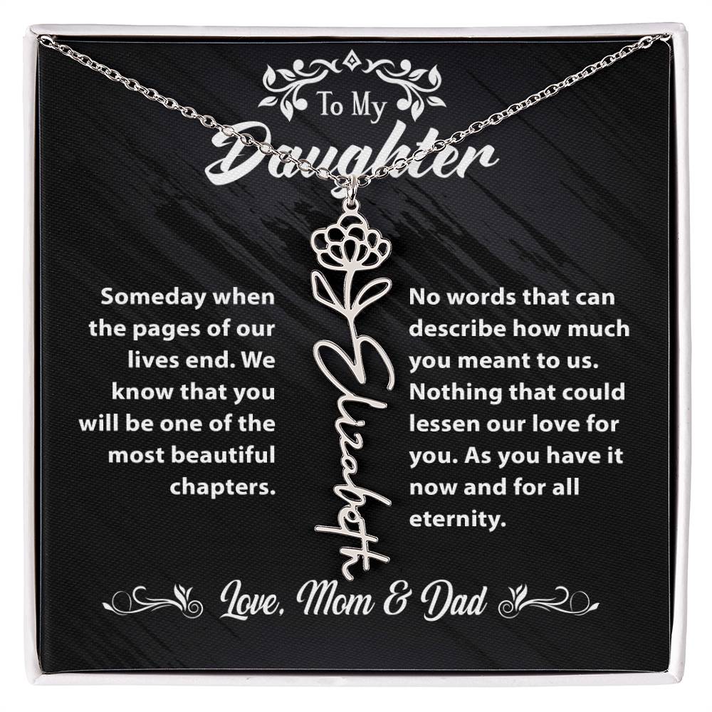 Flower Name Necklace To My Daughter Gift From Mom & Dad #e304 - Image 11