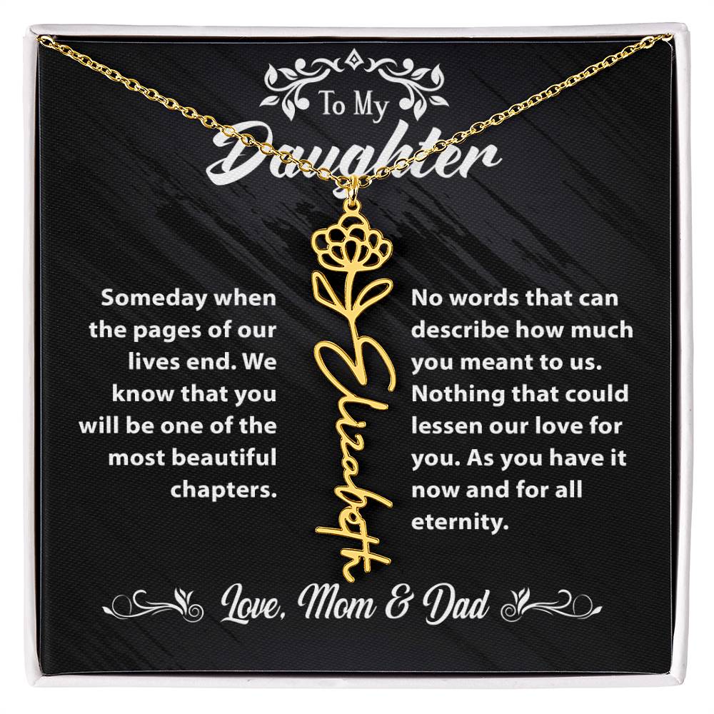 Flower Name Necklace To My Daughter Gift From Mom & Dad #e304 - Image 23