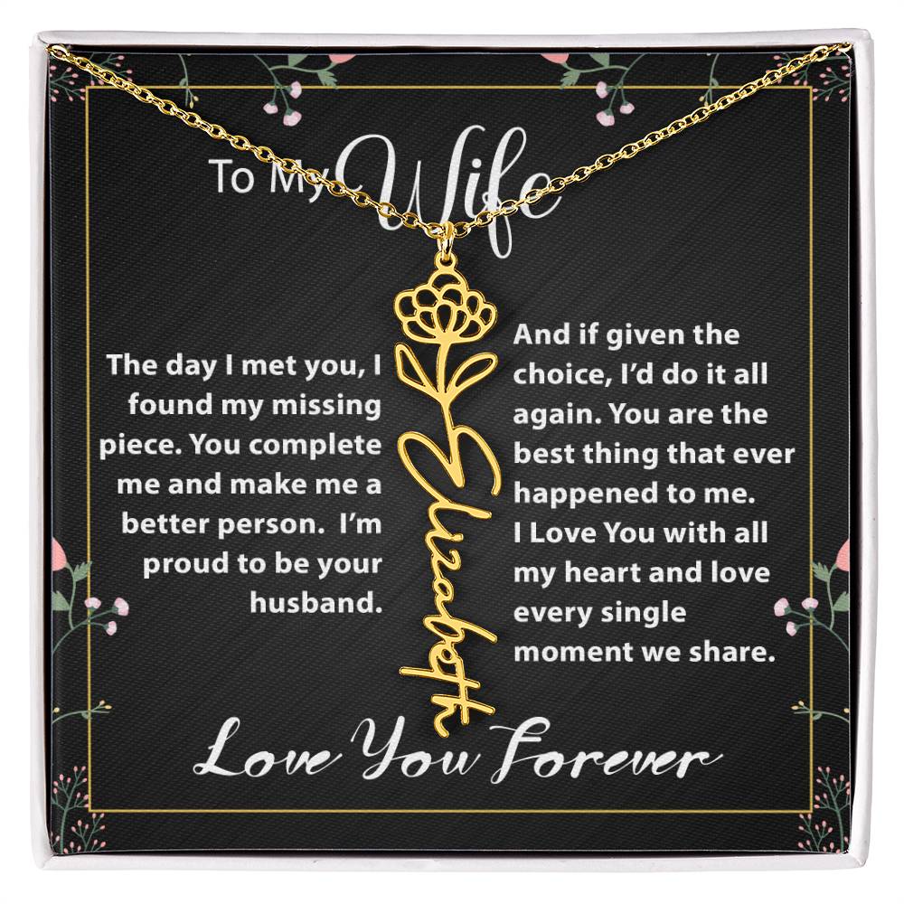 Custom Flower Name Necklace - Message Card Jewelry - Jewelry Inns