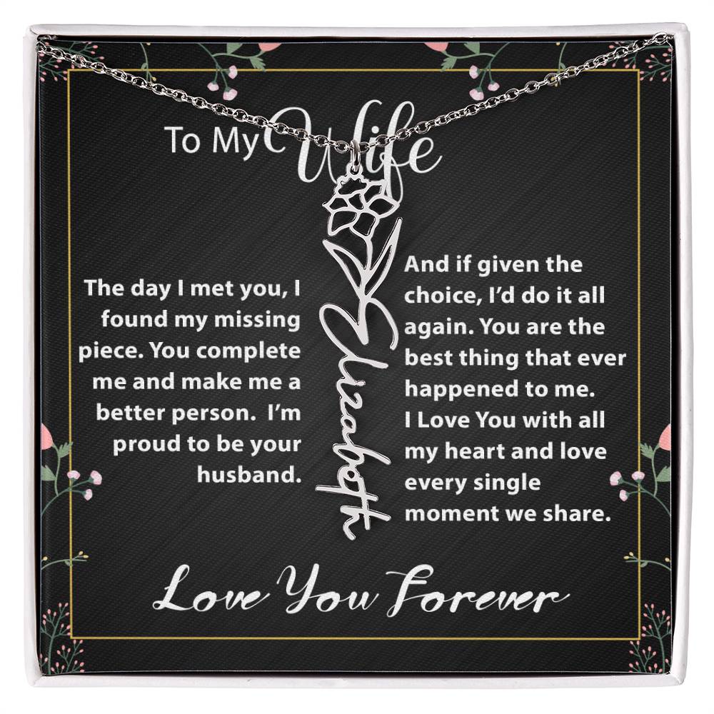 Custom Flower Name Necklace - Message Card Jewelry - Jewelry Inns