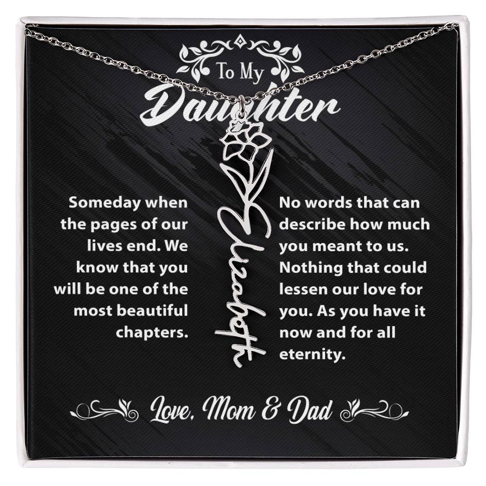 Flower Name Necklace To My Daughter Gift From Mom & Dad #e304 - Image 12