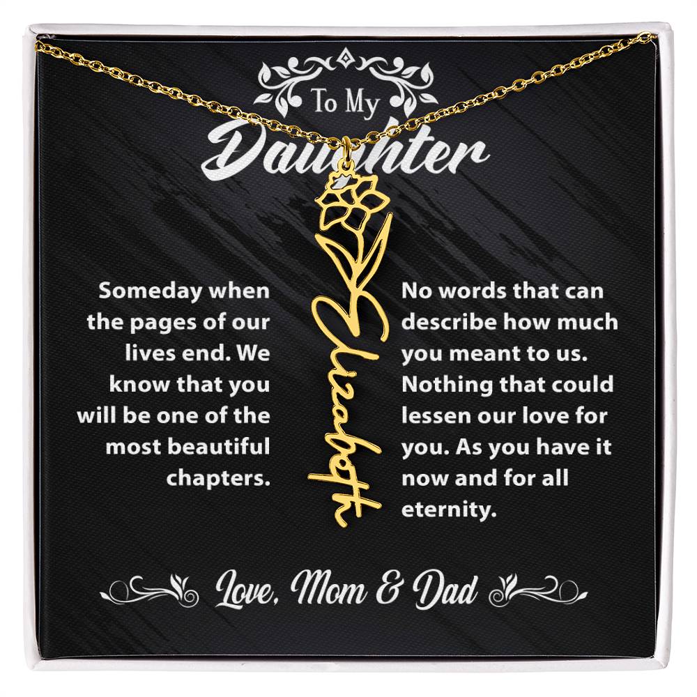 Flower Name Necklace To My Daughter Gift From Mom & Dad #e304 - Image 24