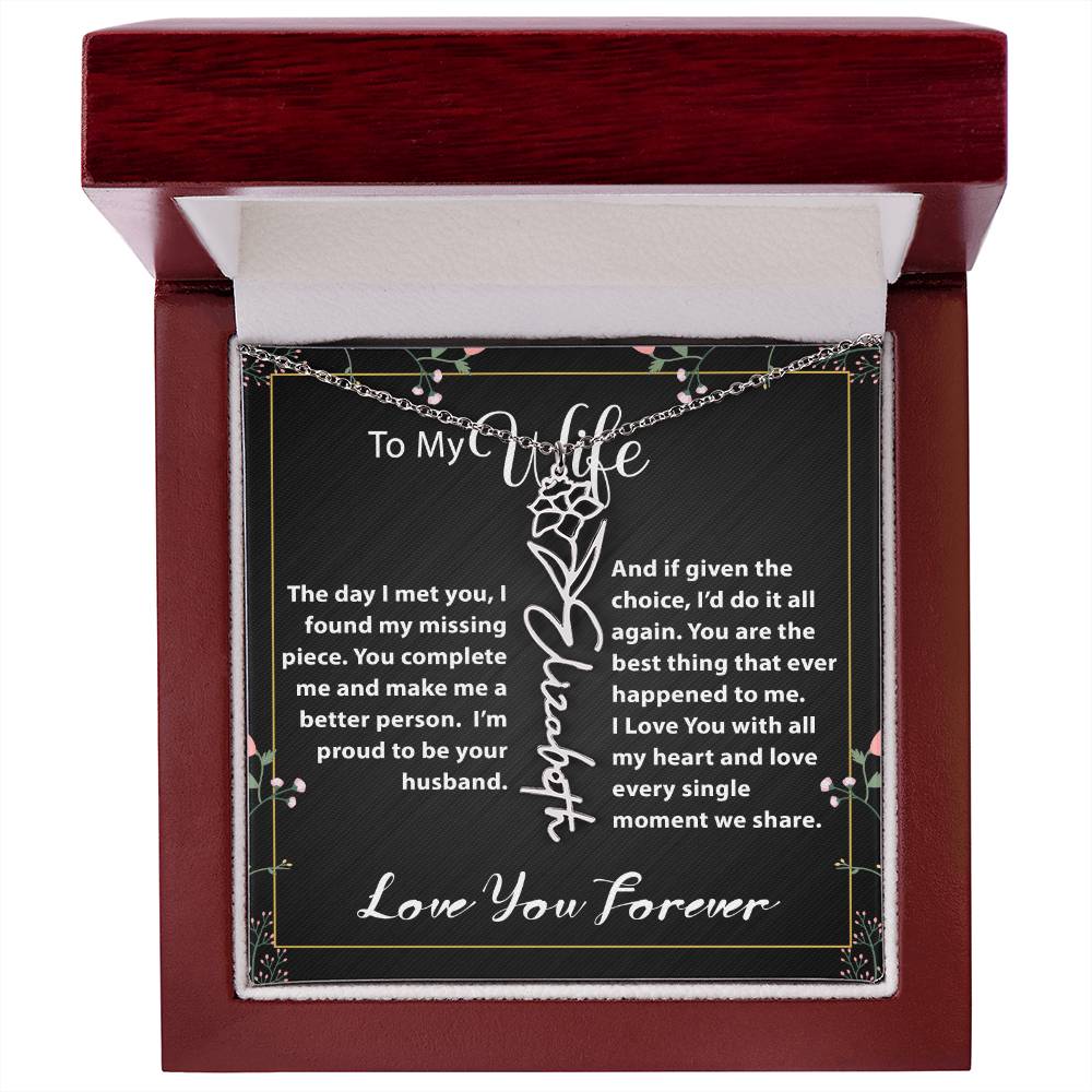 Custom Flower Name Necklace - Message Card Jewelry - Jewelry Inns