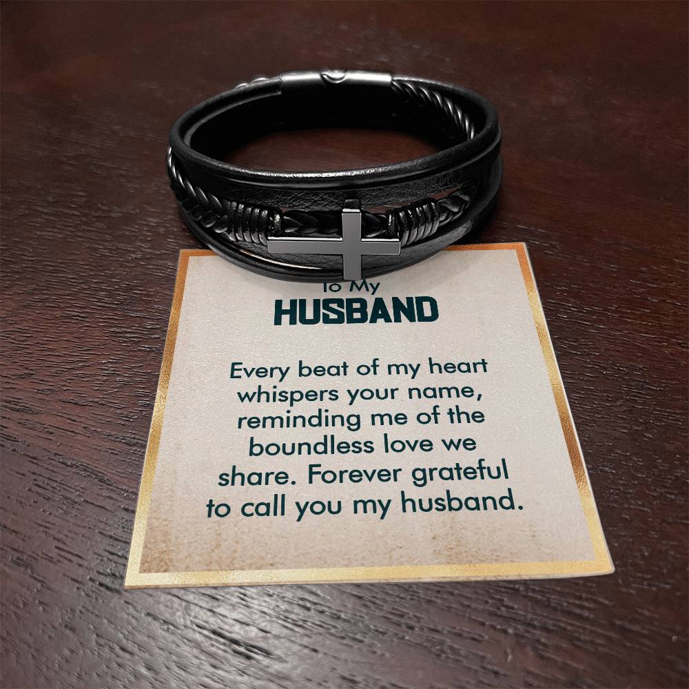 Cross Leather Bracelet - Custom Message Card Jewelry - Jewelry Inns