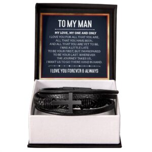 Cross Leather Bracelet Gift For Boyfriend  #e317