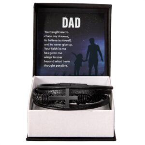 Cross Leather Bracelet Gift For Dad  #e318