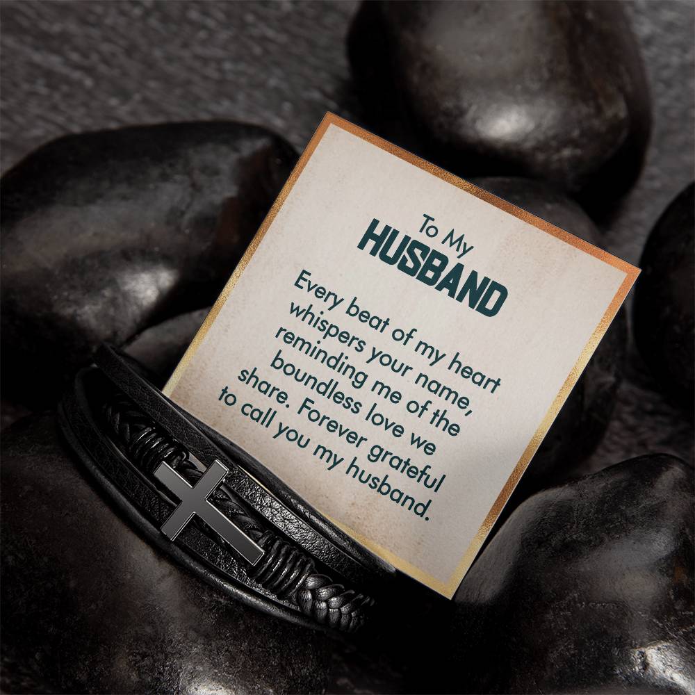 Cross Leather Bracelet - Custom Message Card Jewelry - Jewelry Inns