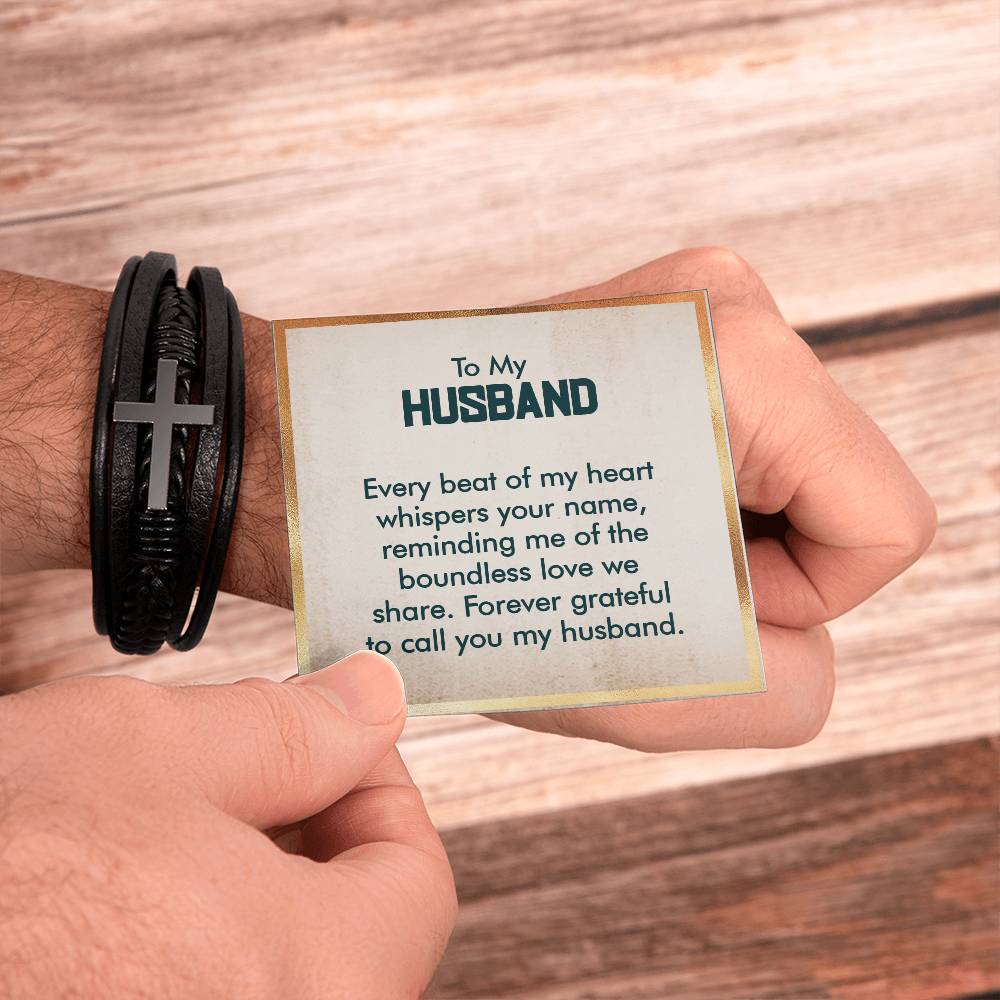 Cross Leather Bracelet - Custom Message Card Jewelry - Jewelry Inns