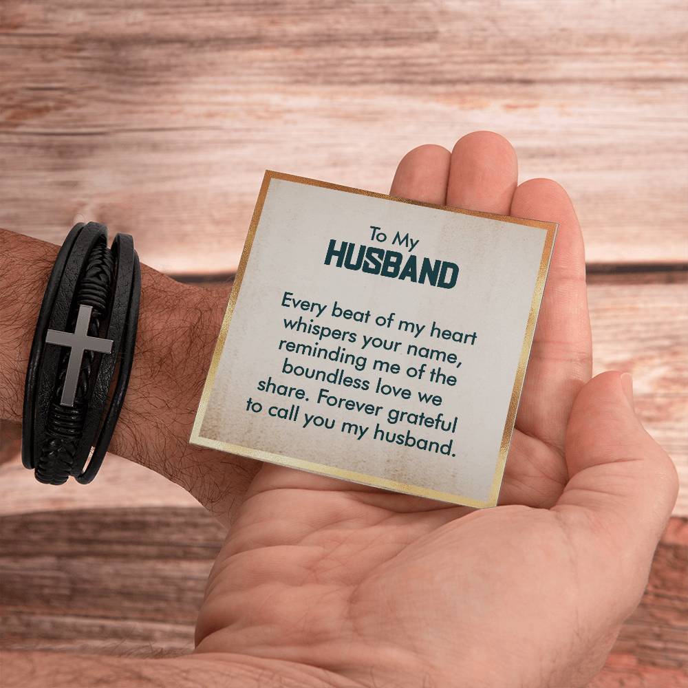 Cross Leather Bracelet - Custom Message Card Jewelry - Jewelry Inns