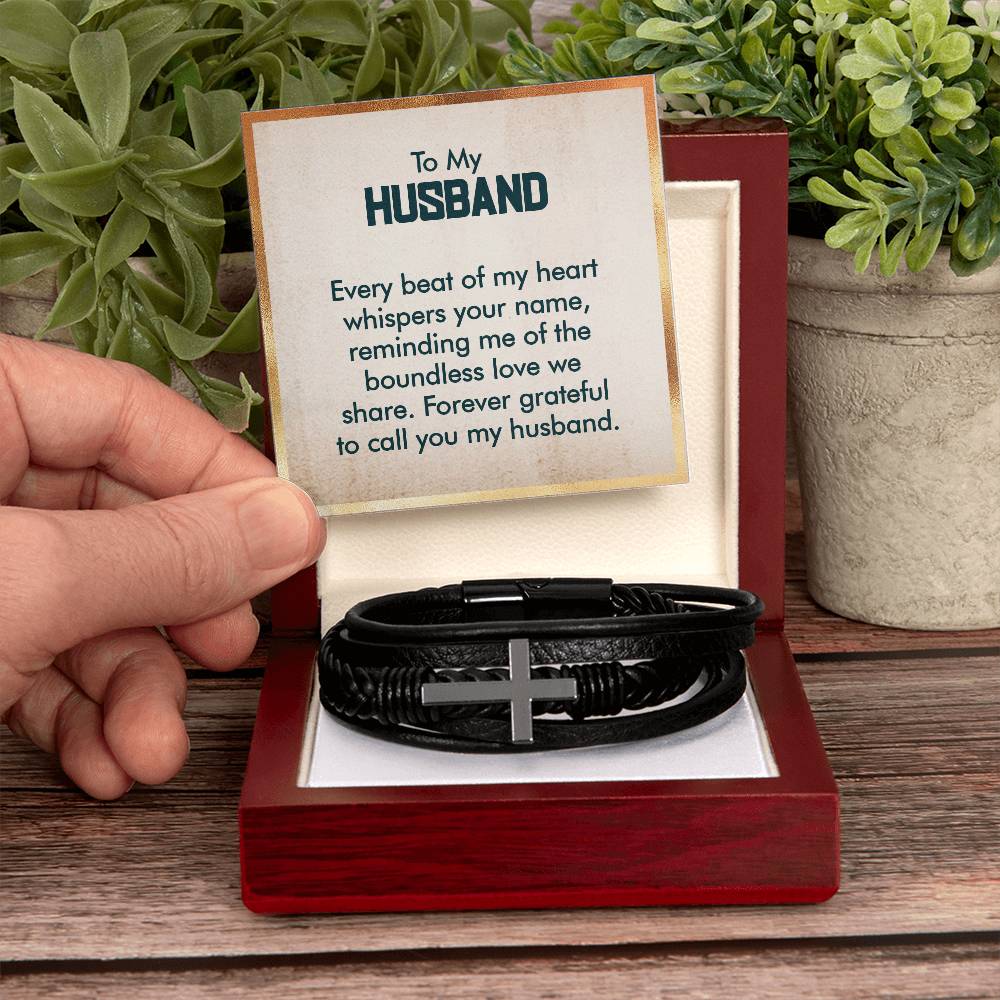 Cross Leather Bracelet - Custom Message Card Jewelry - Jewelry Inns