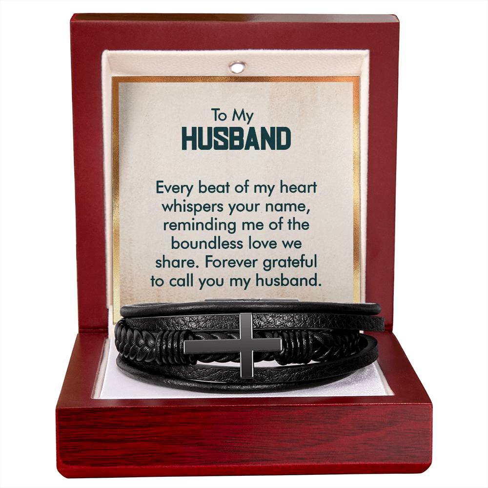 Cross Leather Bracelet - Custom Message Card Jewelry - Jewelry Inns