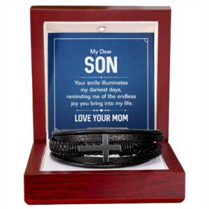 Cross Leather Bracelet Gift For Son #e319