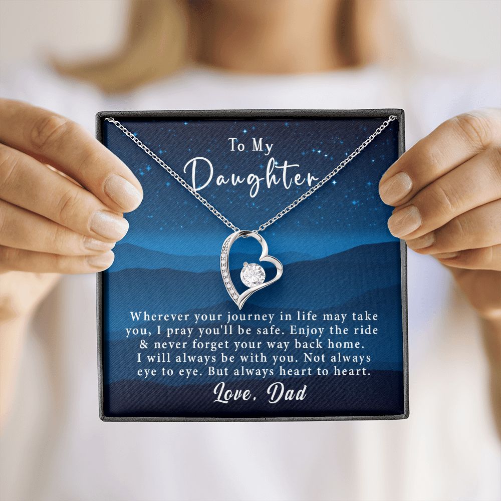 To My Daughter Forever Love Necklace Gift From Dad - Always heart to heart #e220 - Image 11