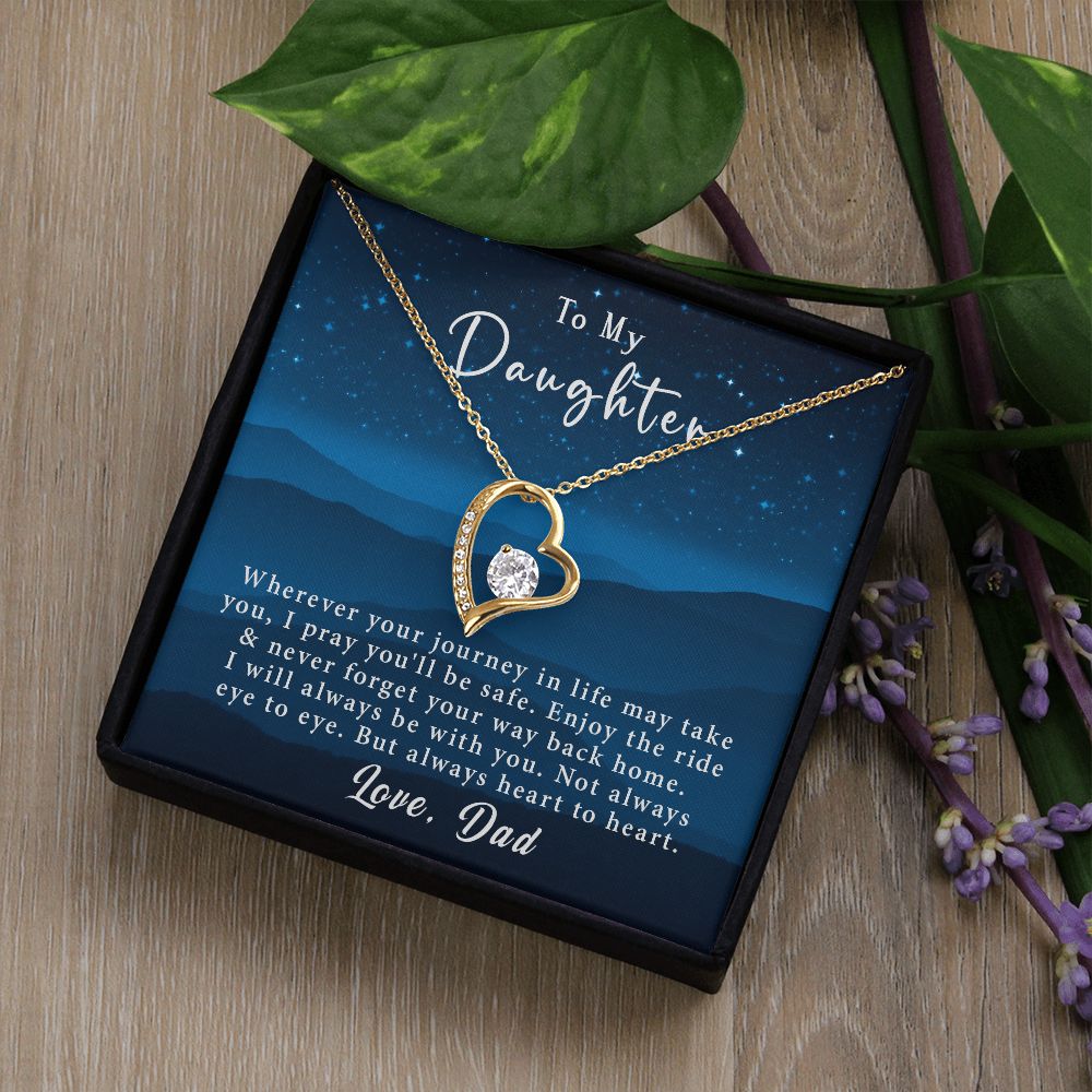 To My Daughter Forever Love Necklace Gift From Dad - Always heart to heart #e220 - Image 6