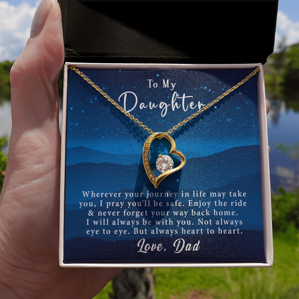 To My Daughter Forever Love Necklace Gift From Dad - Always heart to heart #e220 - Image 13