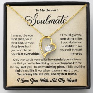 Soulmate Pendant Necklace Gift For Wife Girlfriend Valentine's Day Birthday Anniversary Love Quote Message Card Forever Love Jewelry For Her #e231