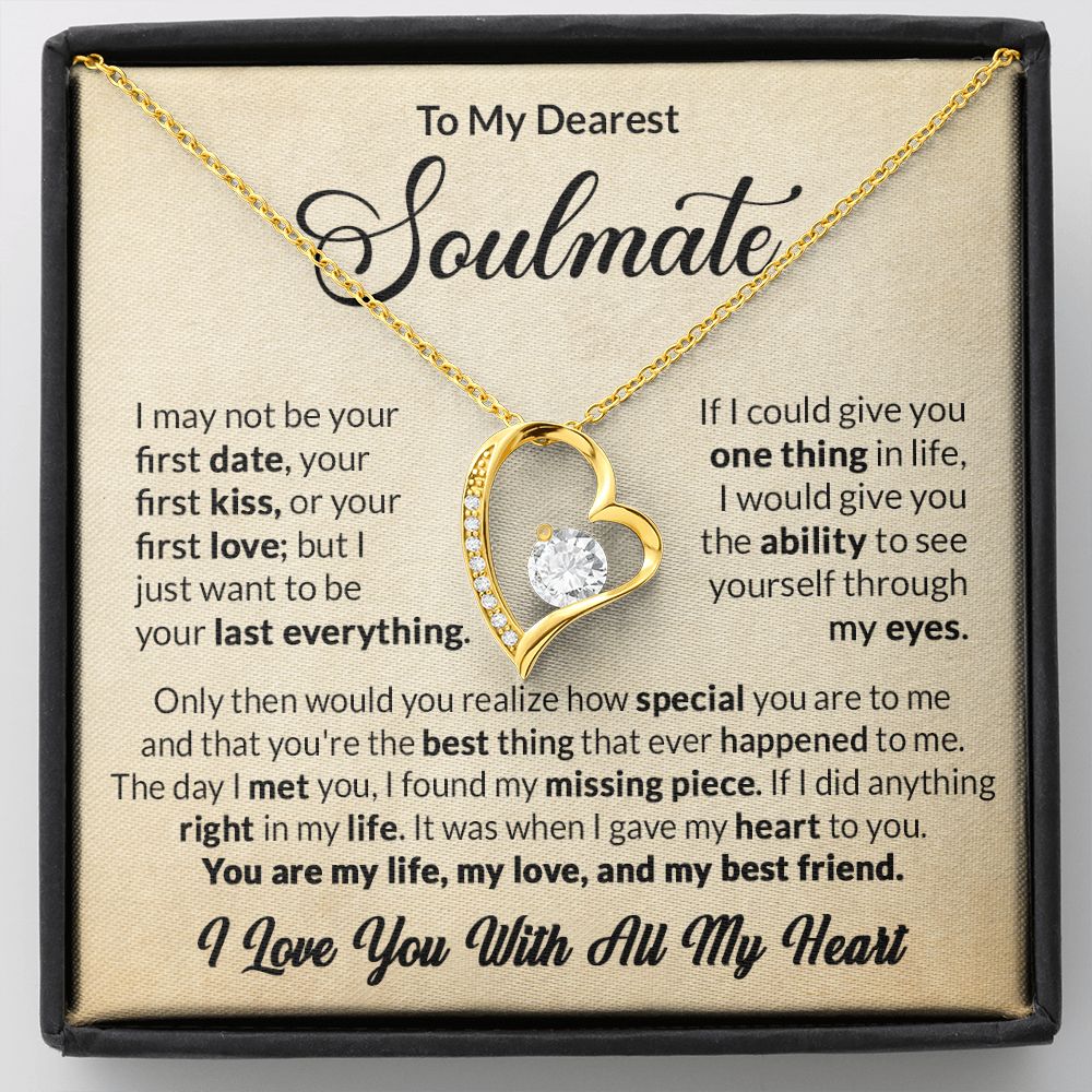 Soulmate Pendant Necklace Gift For Wife Girlfriend Valentine's Day Birthday Anniversary Love Quote Message Card Forever Love Jewelry For Her #e231