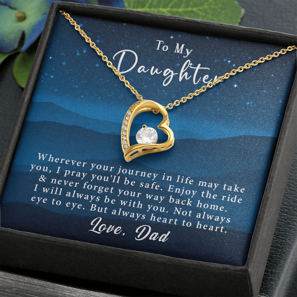 To My Daughter Forever Love Necklace Gift From Dad - Always heart to heart #e220