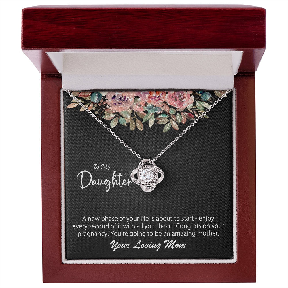 To My Daughter Pregnancy Necklace Gift For Her, 14K White Gold And 18K Yellow Gold Gift For Daughter, Jewelry Custom Gift Card From Mom - Image 9