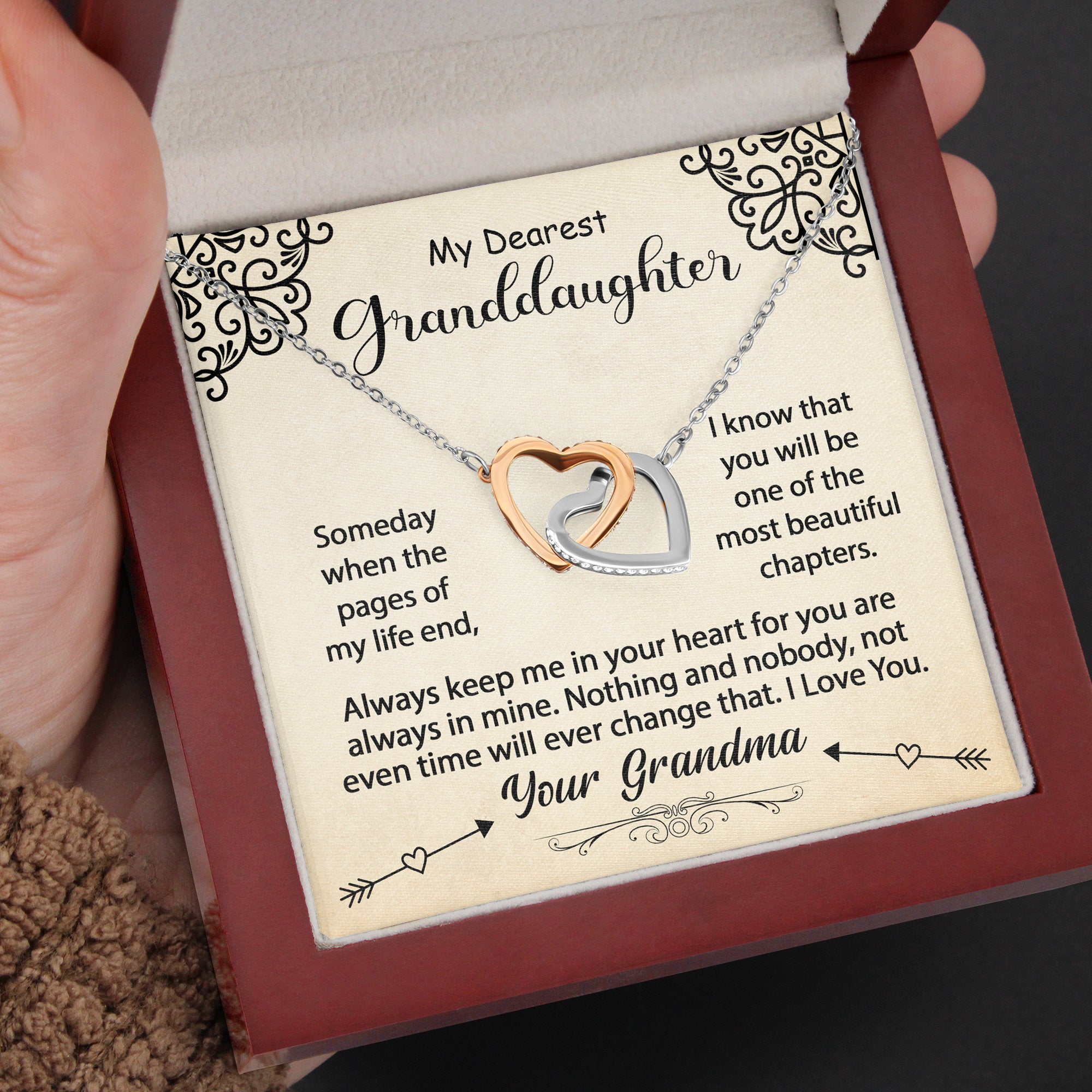 To My Granddaughter Gift Necklace From Grandmother, Graduation Birthday Gift To Granddaughter From Grandma, Inspirational Message Card Necklace #e62 - Image 11